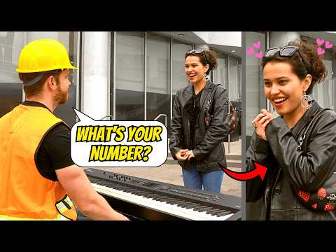 Construction Worker Rizzes Up GIRLS on Piano!! 😏😍