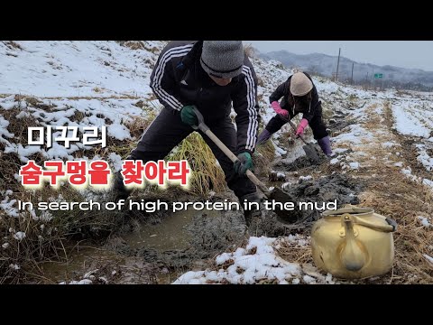 Let's find the guys hiding in the mud / Half a day of shoveling in the furrows on a snowy day
