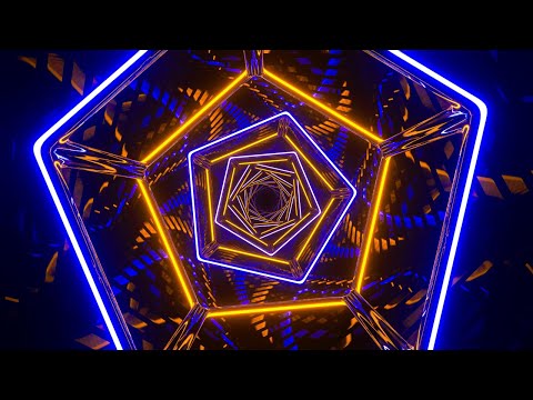 🔷 4K Screensaver – Blue & Orange Pentagon in Hypnotic Loop – VJ Background (No Audio)