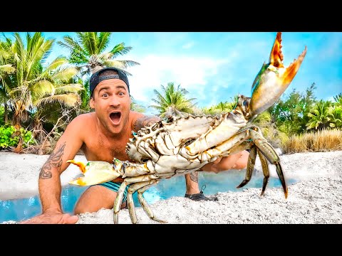 Giant Crab On Tropical Island Catch And Cook
