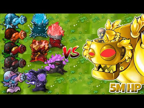 PVZ FUSION 3.1-PEA GATLING & TOURCHWOOD TEAM VS Dr.ZOMBOSS GOLD-Who Will Win ?
