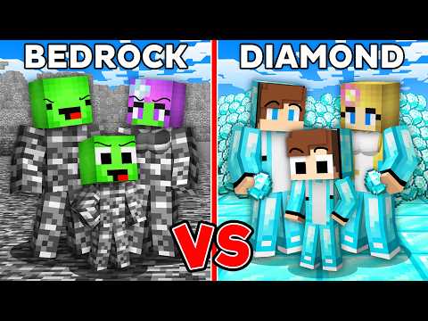 JJ and Mikey: BEDROCK vs DIAMOND Family Battle in Minecraft - Maizen