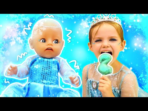 Maya gets ready for the Elsa's princess party. Baby Annabell doll videos & princess dress for dolls.