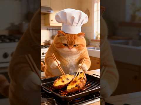 今天烤地瓜吃 #cat #会做菜的猫#喵大厨 #pets #funny #寵物友善日常 #cute