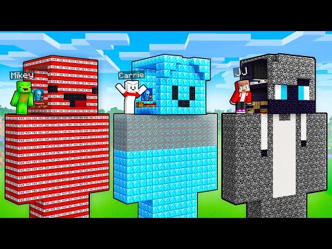 JJ vs Mikey vs Carrie: DANGEROUS HEAD STATUE BASE BATTLE in Minecraft - Maizen