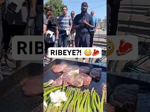 Ribeye Steaks for the Homeless‼️ 🥩❤️‍🔥 #homeless #streetcooking #viral