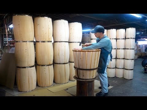 The process of making oak barrels. Japanese Great Barrel Craftsmen.