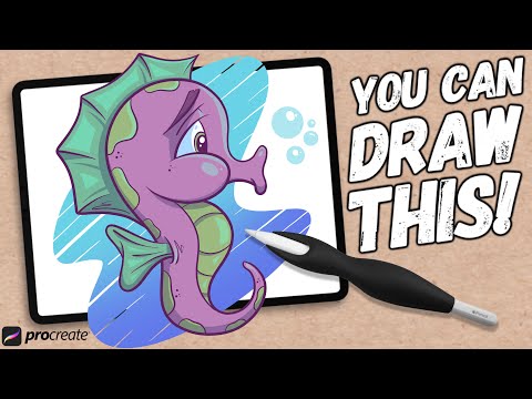 Procreate Drawing Made Easy: Let's Draw a Cartoon Seahorse!