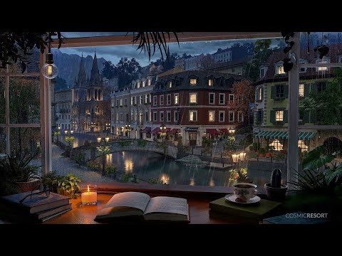 Cozy European River Town Ambience - Rain and Distant Thunder Sounds for Study and Relaxation