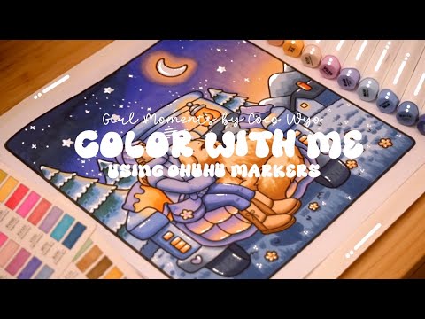 Color with me (ASMR) ❄️✨ 'Girl Moments' by Coco Wyo using Ohuhu markers 🌱✏️ #adultcoloring #asmr