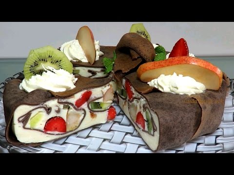 ТОРТ КОЖАНЫЙ Блинный ТОРТ МУСС с фруктами ОЧЕНЬ ВКУСНЫЙ Как приготовить Муссовый Торт С АГАР АГАР