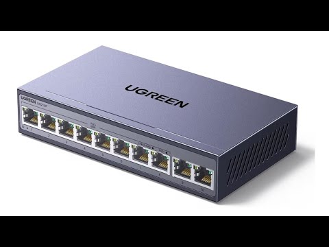 UGREEN | Ethernet Switch, 10-Port PoE Switch, 8 PoE+@60W + 2 Gigabit Uplink, Plug & Play