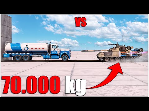 Semi-Tanker Truck VS Military Tank 70.000 kg Crash Test | Beamng Drive | car torture