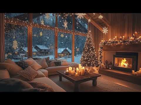 Snow Leaning Against the Quiet Night 2025 | Soft Piano and Warm Fireplace Ambience for Deep Sleep