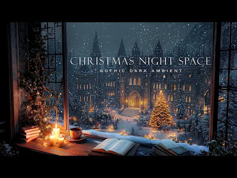 Cold Christmas Night Study Space | Dark Academia Winter Piano & Cozy Window Ambience