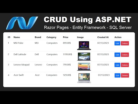 Perform CRUD Operations using ASP.NET - Razor Pages - Entity Framework and SQL Server Database