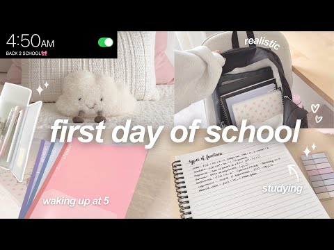 GRWM: first day of school 🗒️🎀 *realistic* morning routine, productive, studying, school outfit