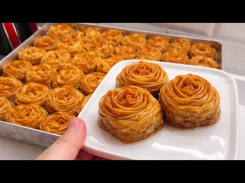 Bu baklavanın yapımı herkes hayran kaldı yiyenler tarifi istedi kolay gül baklava tarifi