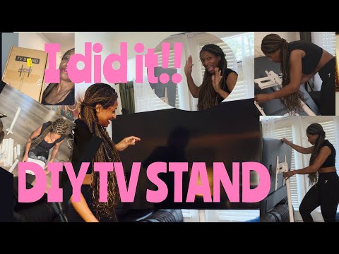 DIY/ TV stand/ Not used to doing it, Who needs a man? You can do it yourself/ Strong woman 