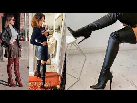 How to Style Leather Over-the-Knee Heel Boots | Trendy Outfit & Boot Design Ideas