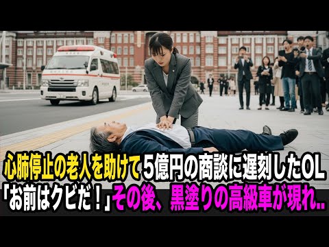 心肺停止の老人を助けて5億円の商談に遅刻したOL。「退職届出せ！今すぐクビだ！」その後、黒塗りの高級車が現れ…