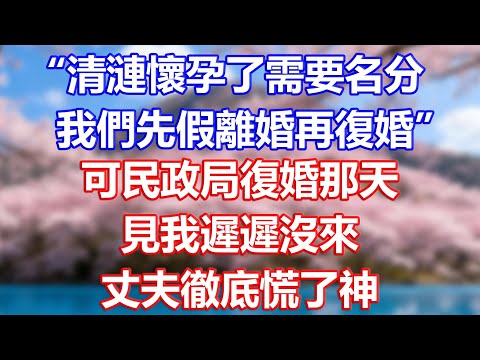 “清漣懷孕了需要名分，我們先假離婚再復婚”，可民政局復婚那天，見我遲遲沒來，丈夫徹底慌了神