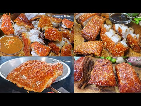 4 ways Crispy Pork Belly with Different dipping sauces 💯👌Simple method How to make Crispy Pork Belly