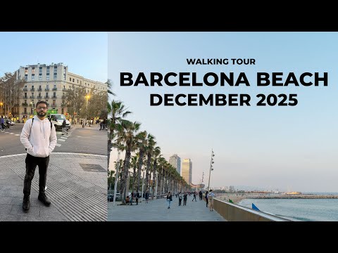 Barcelona Beach Walk 🇪🇸 December 2025