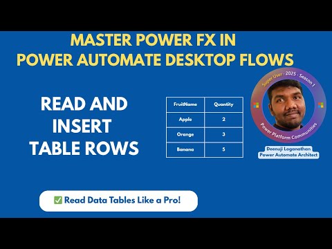 Power FX in Power Automate Desktop | Read & Insert Data Table Rows