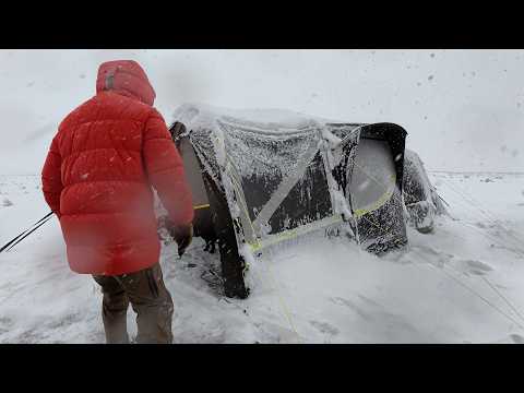Winter Camping in Snow Blizzard With Dog