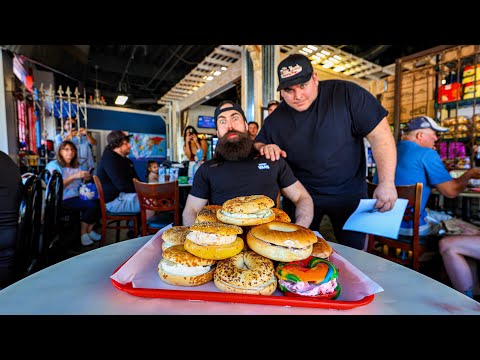 WIN $250 CASH IF YOU CAN FINISH THIS UNBEATEN BAGEL CHALLENGE IN FLORIDA! | BeardMeatsFood