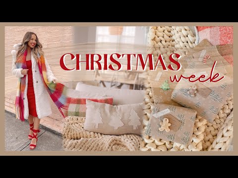 COZY CHRISTMAS VLOG | wrapping gifts, winter outfit ideas, gingerbread house, & hosting prep!