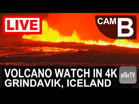 🔴 Live Now: Iceland Volcano Watch in 4K Ultra HD (Cam B)