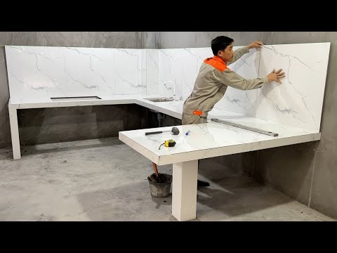 Process Construction Kitchen Table Concrete Modern, Luxury With Ceramic Tiles