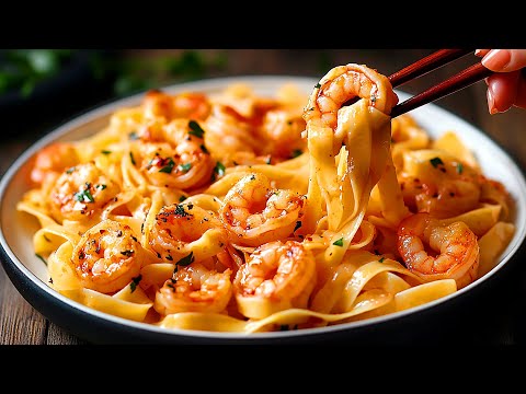 I've never eaten anything so delicious! Pasta with shrimp! Simple and delicious!