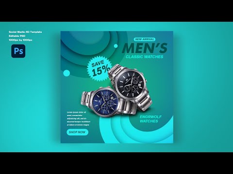 Brand Advertisement Social Media Post Design in Photoshop | Men Wrist Watches