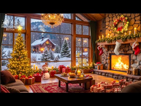 Relaxing Instrumental Christmas Music with Crackling Fireplace 🔥 Cozy Christmas Ambience for Sleep 🎅