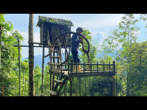Building a Bamboo Treehouse for Survival in the Mountains Escaping Wild Beasts