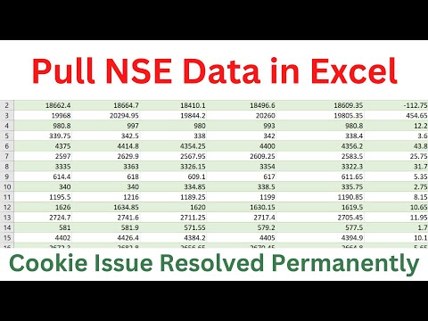 How to get NSE Live Data in excel with AutoRefresh | NIFTY50 Stocks | Cookie Permanently Resolved