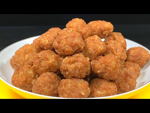 炸肉丸子，到底加面粉还是淀粉，教你正确正确做法，外酥里嫩，QQ弹弹，大人小孩都爱吃，太香了#家常菜 #美食分享 #炸丸子#炸肉丸#Fried meatballs