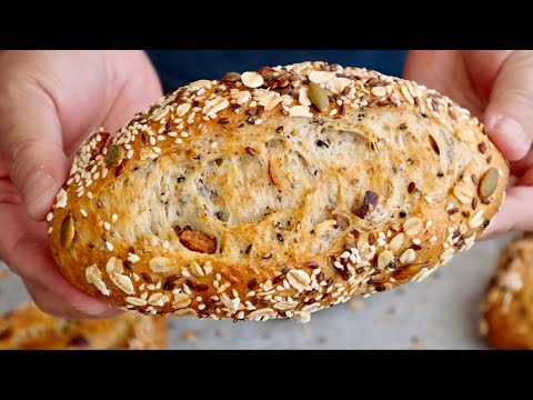 結果💯很棒❗️用水做的6個全麥麵包，快速而簡單，低糖低油還超級好吃！每個人都愛上了【阿栗食譜392】