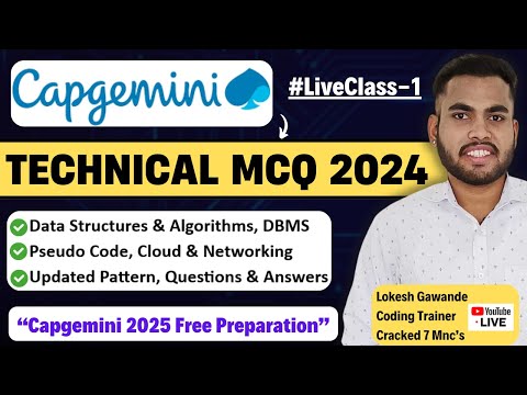 Capgemini Technical MCQ Questions & Answers 2024 | Capgemini Technical Assessment | Live Class-1