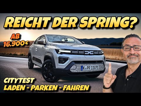 Dacia Spring City Test. City Consumption, Charging at Aldi - Parking Space Test - Range #ev
