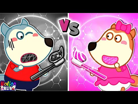 Нет-нет, розовая зубная паста против черной! | Хорошие привычки для детей | Wolfoo Russian