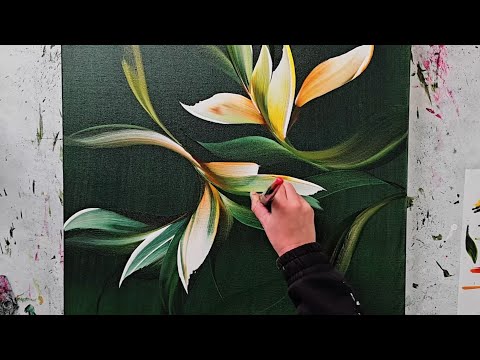 Big Swoops & Gorgeous Colors | Easy Abstract Flower Painting