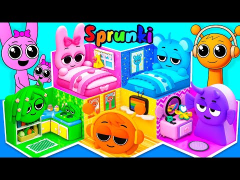 Incredibox Sprunki - Build SPRUNKI 5 Color House with Pinki & Oren Room, Vineria, Sky from Cardboard