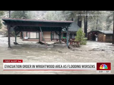 Wrightwood cabins submerged in floodwaters amid shelter-in-place order