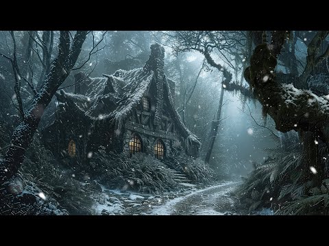 Enchanted Snowfall Forest Cottage — Medieval Celtic Winter Ambience for Calmness, Focus & Deep Rest