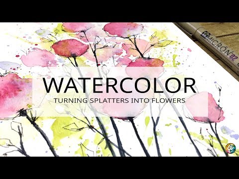 watercolor for beginners: splatters + doodles = easy florals