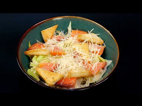 Authentic Caesar Salad with Salmon: a secret dressing just like the restaurant's! A detailed, ste...